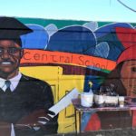 Portion of Teralta Park Unity in Community Mural featuring images of graduates from Central School