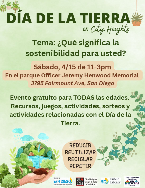 Earth Day in City Heights - event flyer in Español
