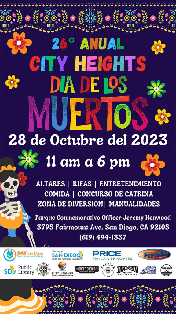 City Heights Dia de los Muertos flyer - Spanish