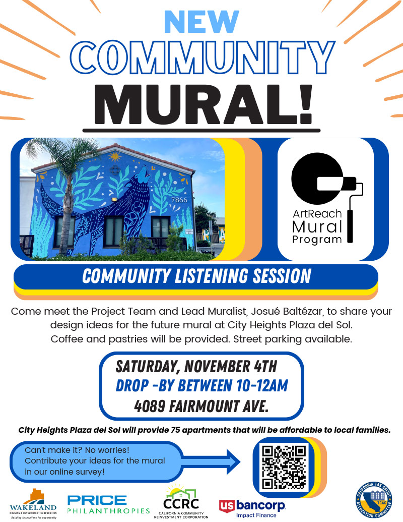 Plaza Del Sol Mural Community Listening Session Announcement Flier